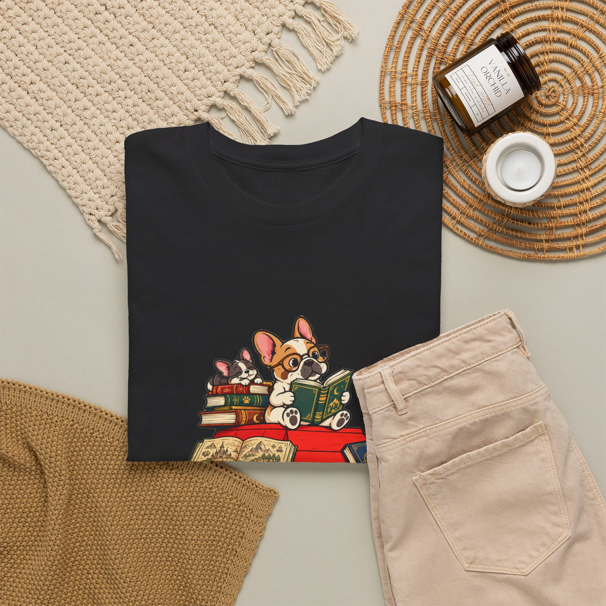 French Bulldog Bookworm T-Shirt