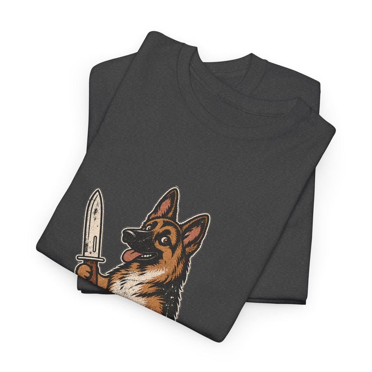 Funny German Shepherd Knife T-Shirt, Guarding was never an option Tee