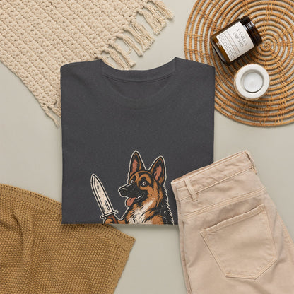 Funny German Shepherd Knife T-Shirt, Guarding was never an option Tee