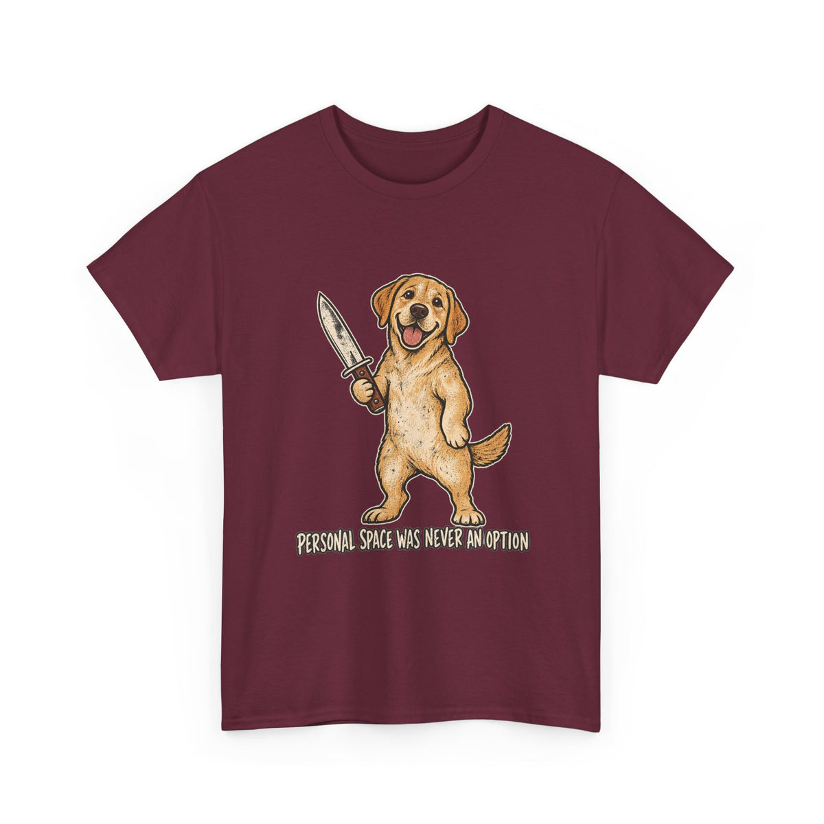 Funny Golden Retriever Knife T-Shirt, Personal Space was never an option Tee