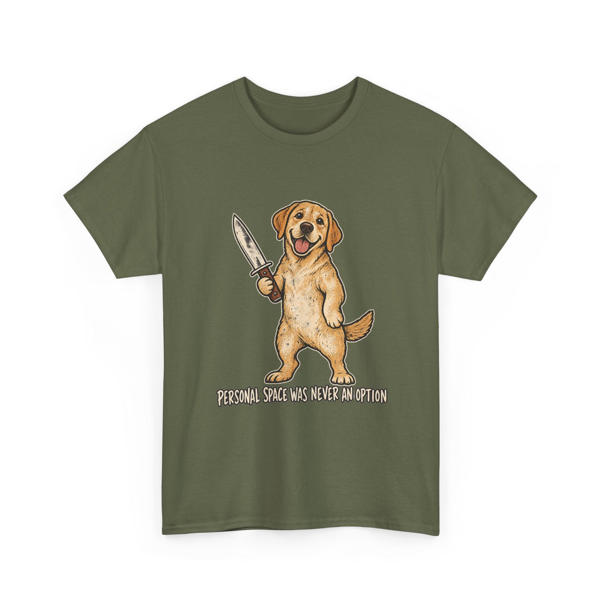 Funny Golden Retriever Knife T-Shirt, Personal Space was never an option Tee