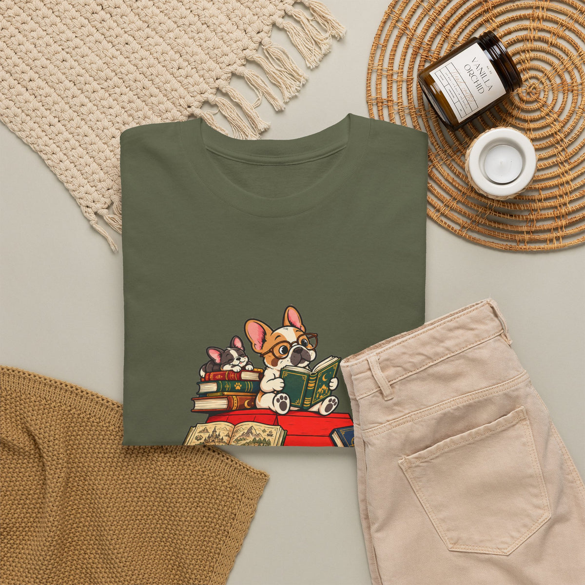 French Bulldog Bookworm T-Shirt